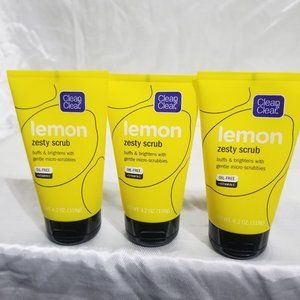 3 Tubes Clean & Clear Lemon Zesty  Scrub Oil Free Vitamin C Brand New